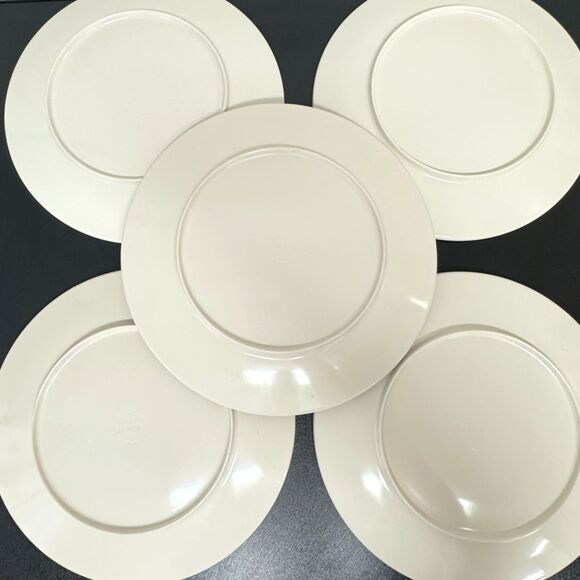 Members Mark Tropical Ikat Melamine Plate Set of 5 Blue Palm Tree Bamboo Trim - Picture 7 of 9